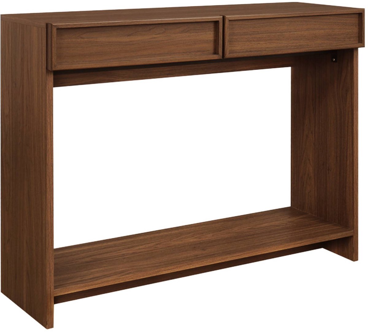 sweeek Sidetable houteffect 2 lades en plank l 100 x b 33 x h 78cm - kuba Walnoot