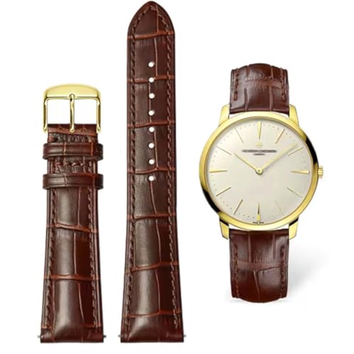 Leren Horlogeband Krokodillenpatroon Vervangband voor Mannen en Vrouwen