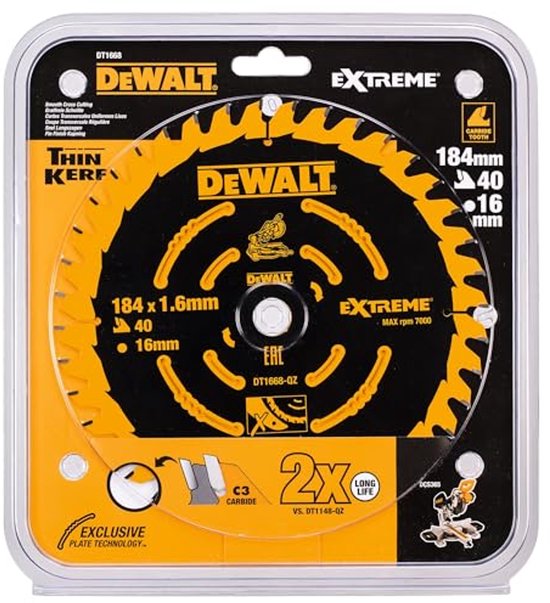 DeWALT Toebehoren - Zaagblad 184x16 mm, 60 tanden