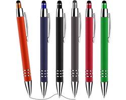 Cobee Stylus Tip Ballpoint Pen, 6 Pieces 1mm Retractable Medium Point Smooth Writing Pen Black Ink Metal Stylus Cute Pen for Touchscreens