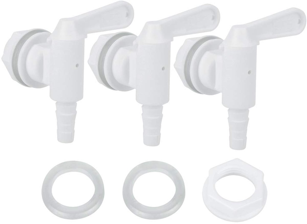 3pcs Plastic Bottle Bucket, Plastic Beer Brewing Bucket Faucet Faucet Keg Spigot Faucet with Accessories for Home Brewing - White