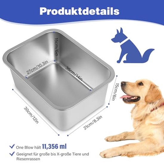 Sbayool Roestvrijstalen Waterbak 11,4 L – Ideaal Voor Grote Honden En Meerdere Huisdieren
