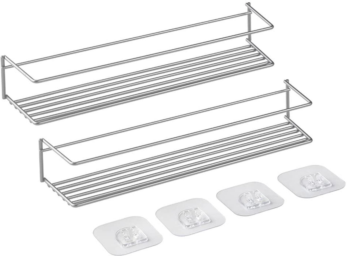 Ibenzoa® Handige set van twee kruidenrekken met U-Fix bevestigingssysteem
