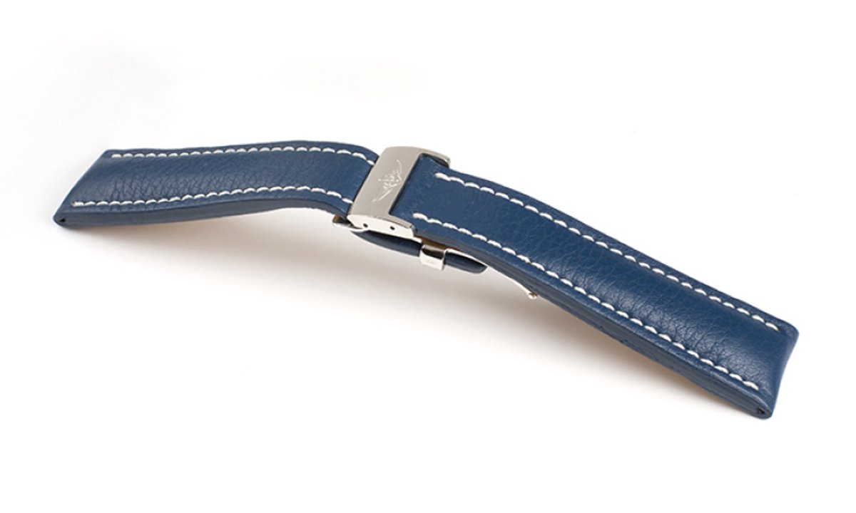 Horlogeband Chronogrande Kalf Brilliantblauw - Leer - 24-20mm