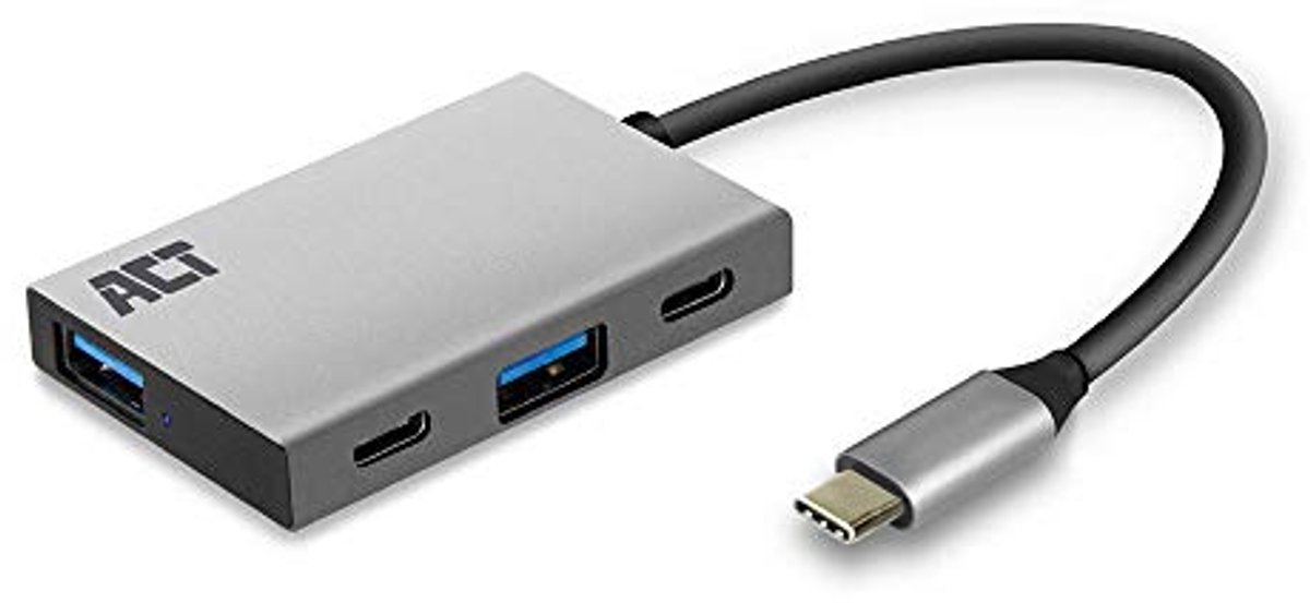 USB-C Hub 4 poorts met 2x USB-C en 2x USB-A, SuperSpeed 10Gbit/s, Aluminium