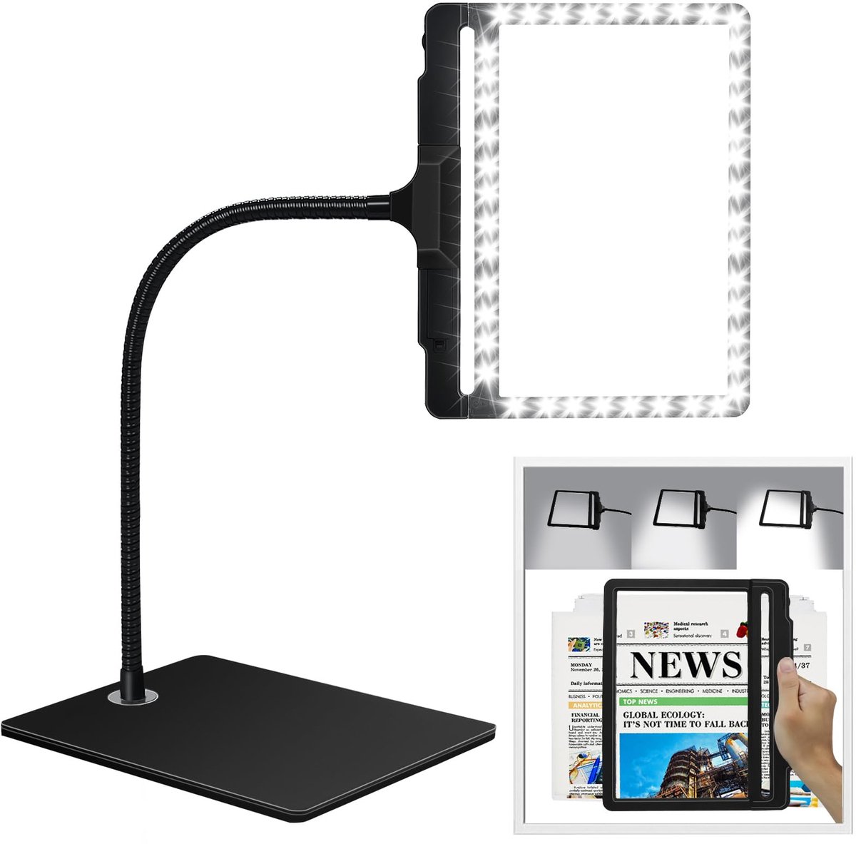 Azomor® Verstelbare leesloep met verlichting voor comfortabel lezen en hobby's