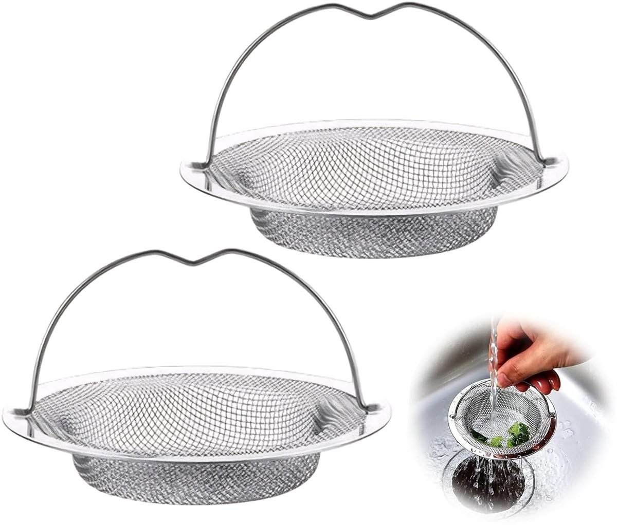 Ibenzoa® Set van twee roestvrijstalen afvoerzeven voor keuken en badkamer