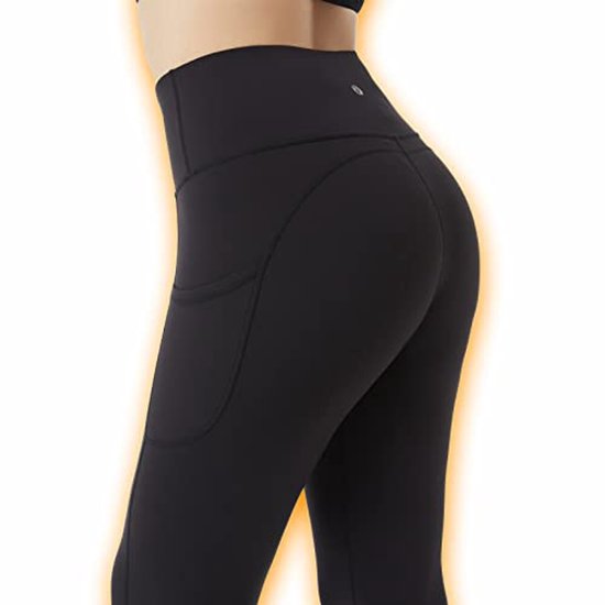 ineepor Thermische legging voor dames, fleece gevoerde legging met zakken, hoge taille, waterbestendige winterlegging