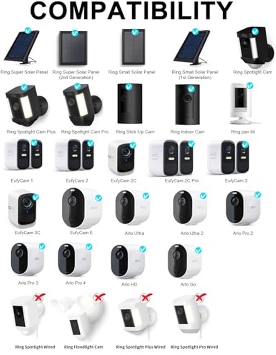 Verstelbare Wandbeugel voor Beveiligingscamera's - Compatibel met Ring Spotlight Cam en Ring Solar Panel - 360° Aanpasbare Steun voor Camera's van Merkloos — afbeelding 3