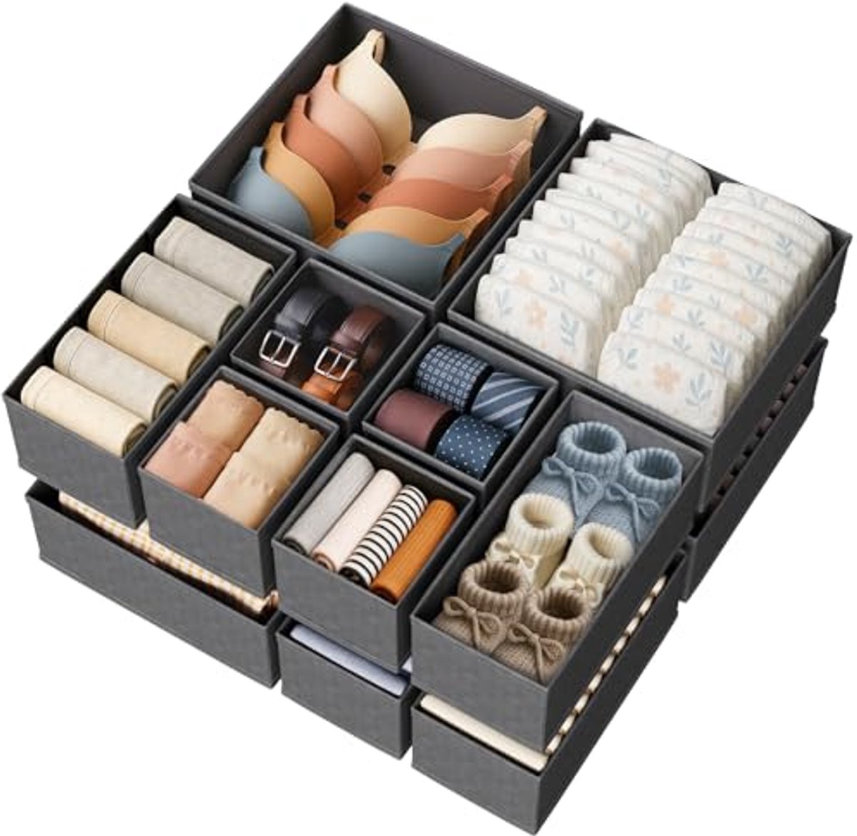 12 Pack Lade Organizer voor Babykleding en Accessoires