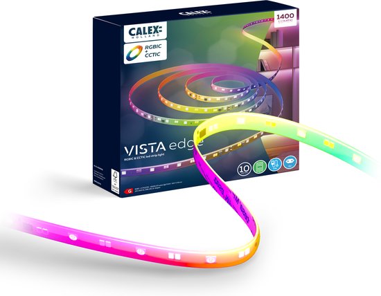 Calex LED Strip - 10 Meter - RGB + CCT Individual Control - 1400 Lumen - Binnengebruik - Koel tot Warm Wit Licht & Kleuren Verlichting - Muzieksynchronisatie - Afstandsbediening