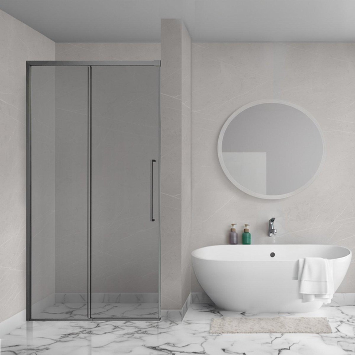 Aqua Vista Lokla Linea nisdeur - 140x200cm - incl. montageset - rookglas - gunmetal