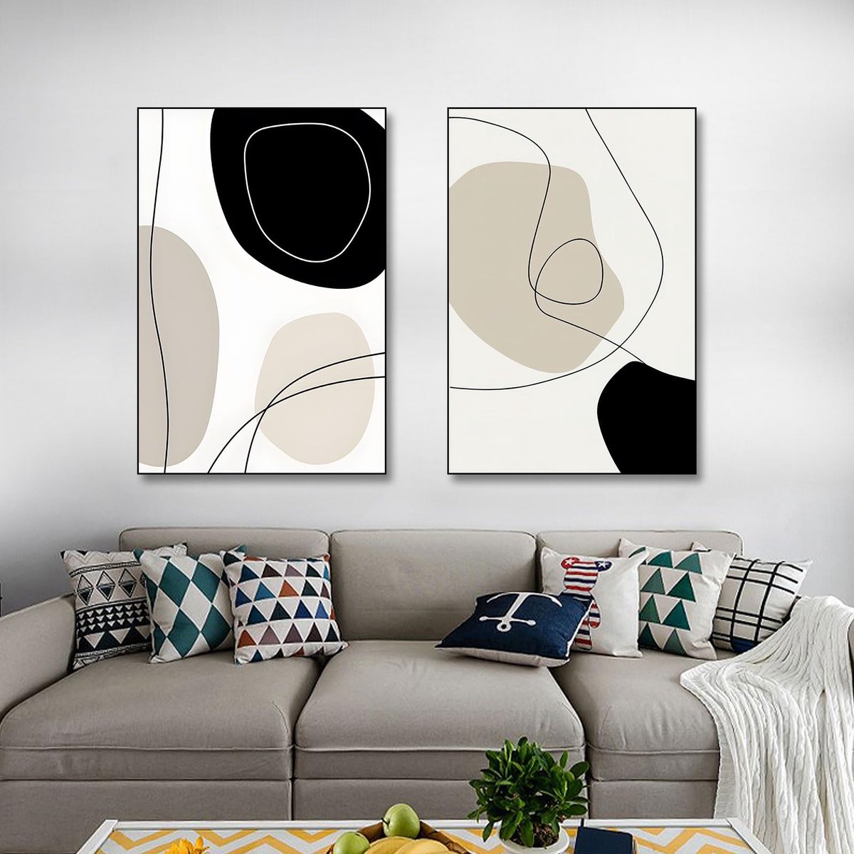 Azomor® Abstracte kunstposter set met moderne geometrische lijnen voor interieurdecoratie