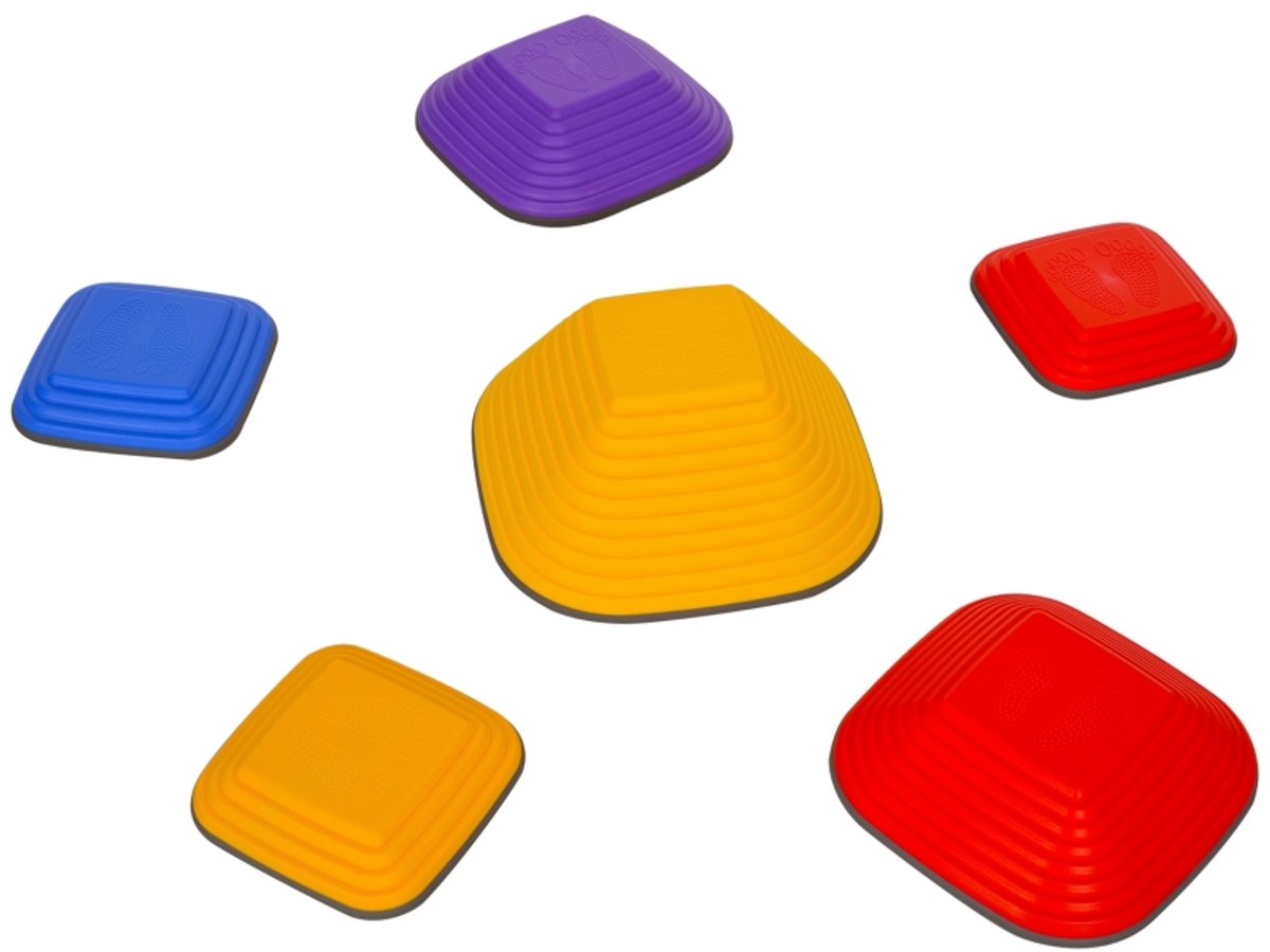 Image of 6-delige rivierstenen in vierkant model, stapelbaar en antislip, tot 80 kg, kleurrijk, 3-8 jaar