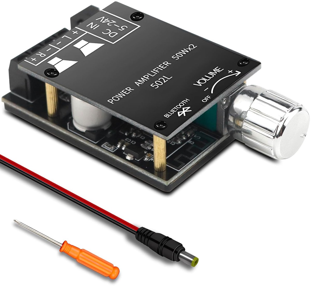 Bluetooth Hifi Stereo Versterker 2.0 kanalen 2 x 50 W Audio-versterker DC 8-24V - Bluetooth AUX-ingangen - instelbaar volume .