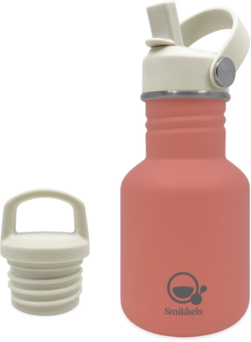 Smikkels - RVS drinkfles - 350ml - Roze - Schoolbeker kind - Drinkbus school