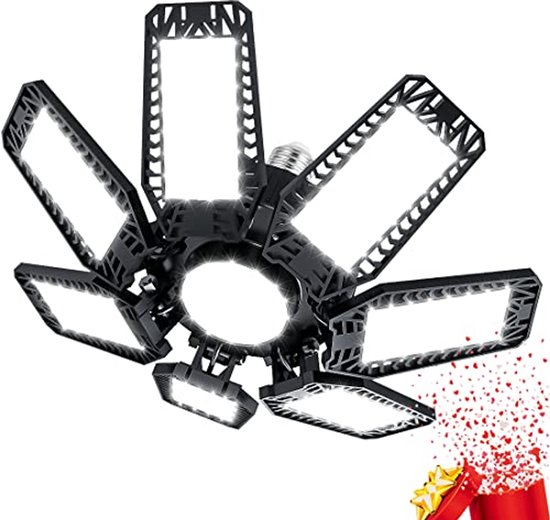 TASINUO Garagelamp, led, 160 W, 1 stuk, 16000 lm, 6500 K, zeer heldere led-werkplaatsplafondlamp, plafondlamp met 5 1 verstelbare panelen, kelderlamp voor garage, werkplaats, magazijn, kelder