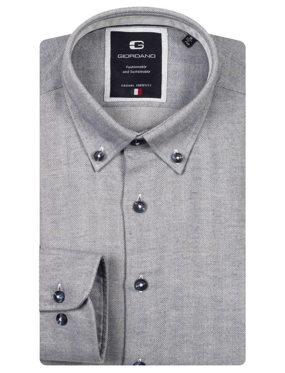 Giordano overhemd grijs button down geprint