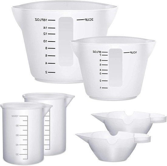 Siliconen maatbeker, 500 ml/250 ml siliconen maatbeker, 2 siliconen