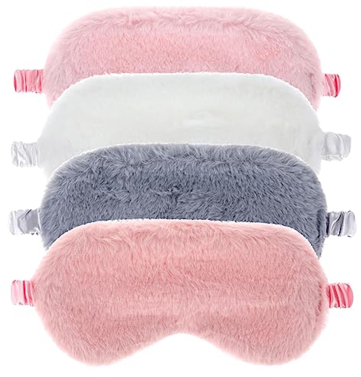 Set van 4 Pluche Slaapmaskers - Verstelbare Oogmaskers voor een Goede Nachtrust