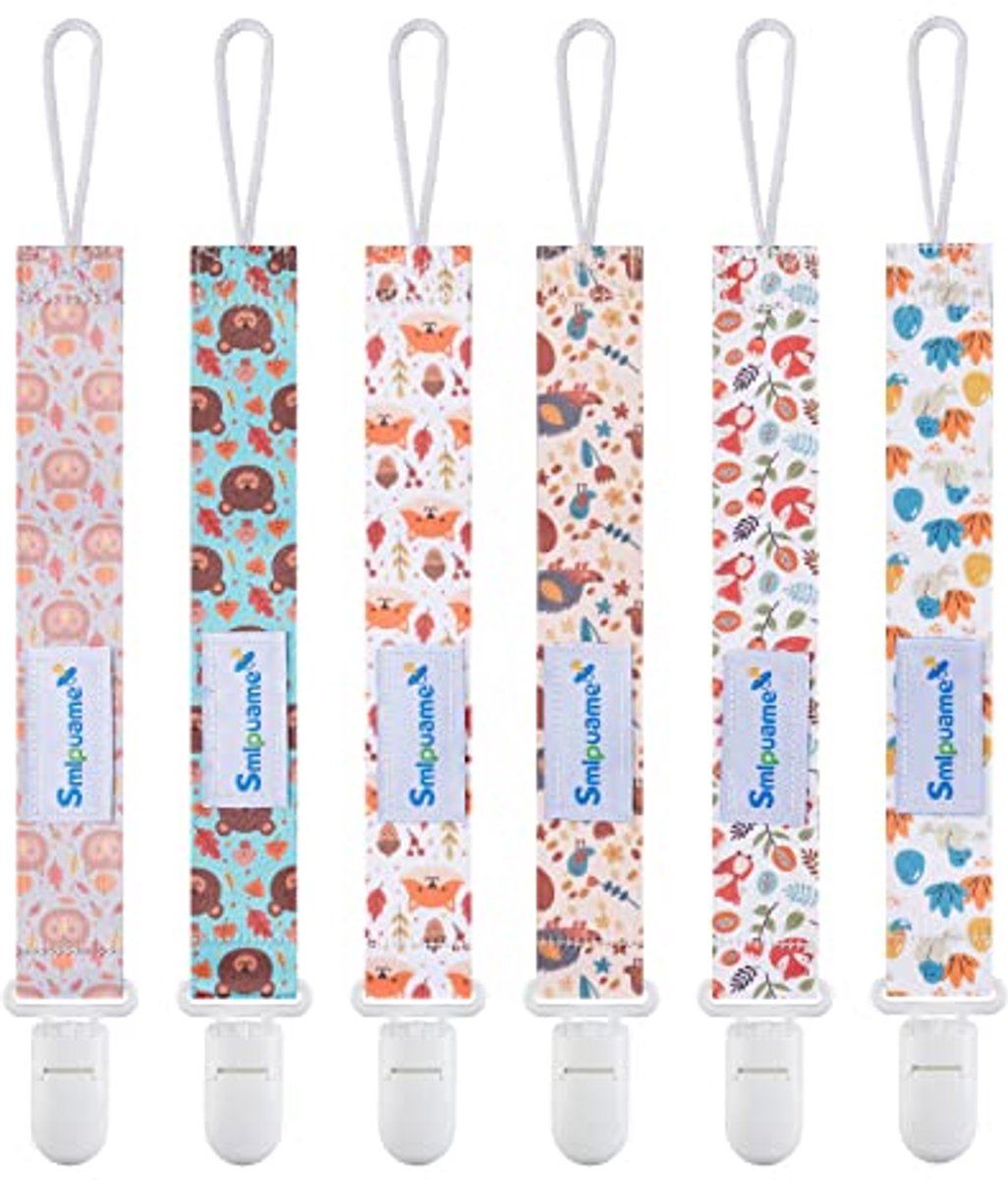 Image of 6 Stuks Fopspeenkettingclips voor Baby's - Veilig en Lichtgewicht - Perfect als Babycadeau