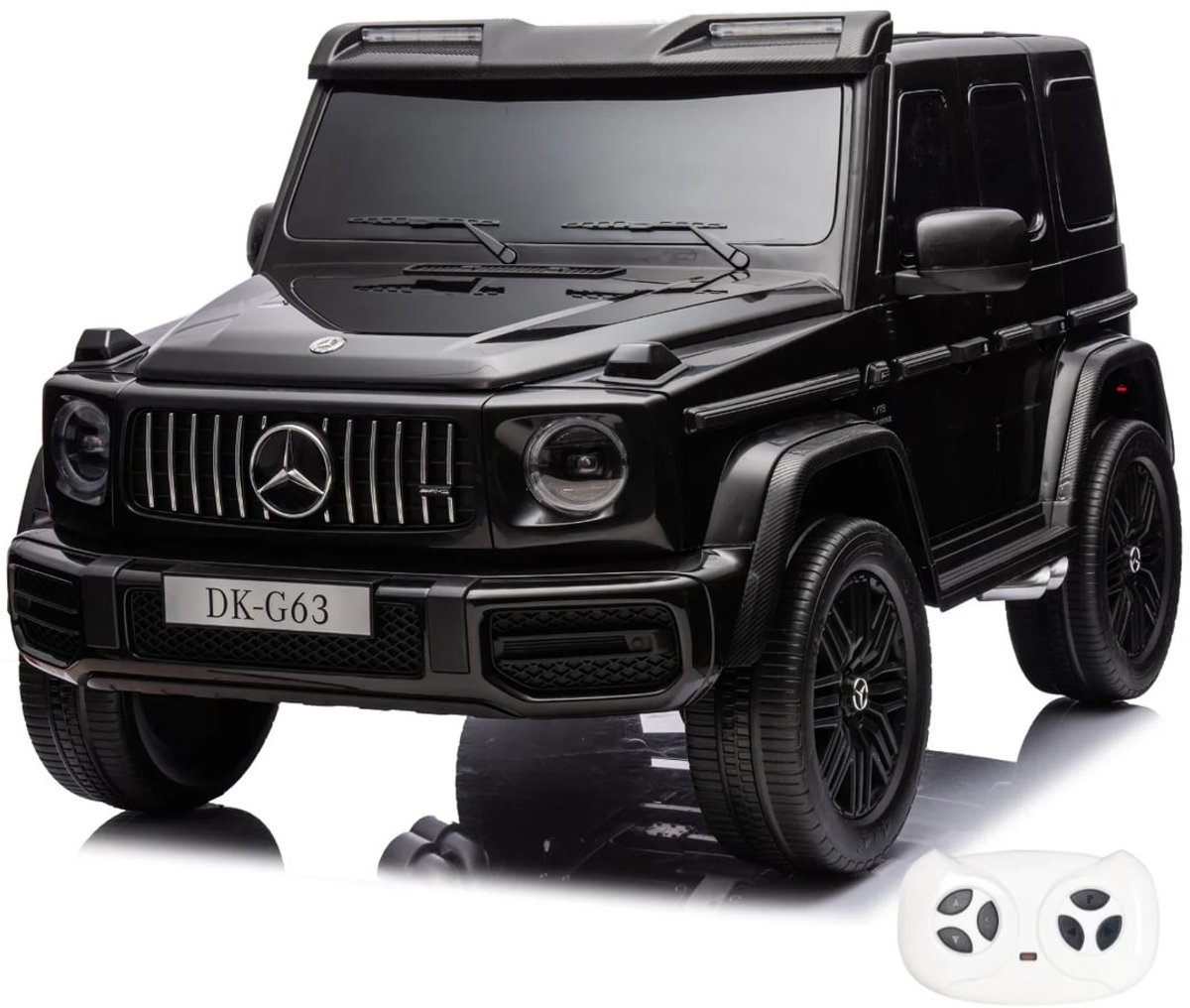 Mercedes-Benz AMG G63 12V Elektrische Kinderauto 2-Zitter 2 tot 7 jaar – Officieel Gelicentieerde G-Klasse met 4 Motoren & Afstandsbediening – Tweepersoons Night Edition met Lederen Stoelen & EVA-Wielen – Zwart