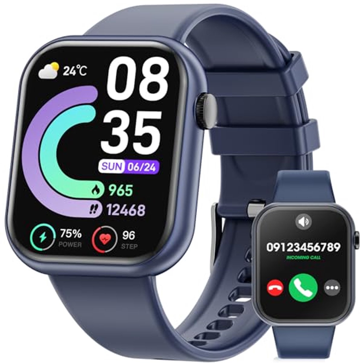 Smartwatch voor Dames en Heren met 1,85 Inch Touchscreen en Bluetooth-oproepen