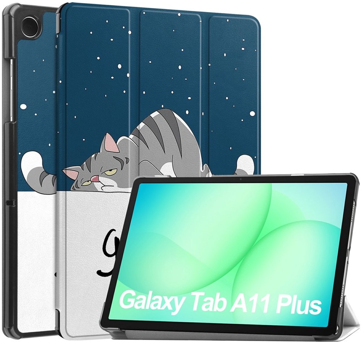 Coverup Tablethoes geschikt voor Samsung Galaxy Tab A11 Plus Hoesje - Tri-Fold Book Case met Wake/Sleep - Kat