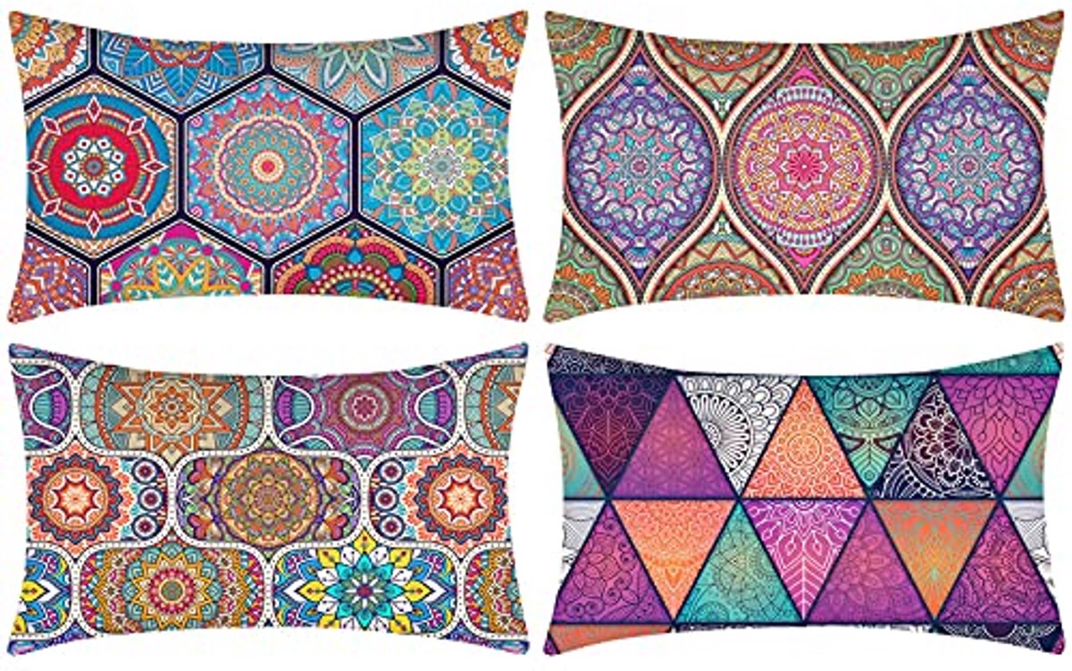 Decoratieve Kussenhoezen Mandala-patroon Boheemse Stijl 30 x 50 cm Set van 4