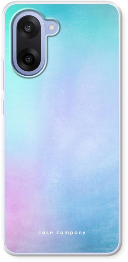 Transparant hoesje met pastelkleurig verloop van blauw, paars naar roze, voor telefoon.