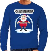 Foute Kersttrui / sweater - de kerstliedjes zijn weer om te janken - Haat aan kerstmuziek / kerstliedjes - blauw - heren - kerstkleding / kerst outfit 2XL (56)