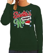 Foute Kersttrui / sweater - Santa his favorite Ho - groen voor dames - kerstkleding / kerst outfit XS (34)