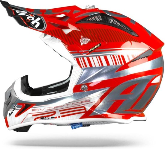 Airoh Aviator 2.3 Novak Chroom Rood Crosshelm - Motorhelm - Maat S | bol.com
