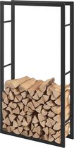 Stalen brandhout rek houtopslag 75x150x25 cm zwart