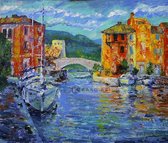 Schilderij - Port Grimaud, Frankrijk, Multikleur , 3 maten ,Print op canvas , Wanddecoratie