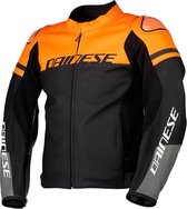 Dainese Agile Black Matt Orange Charcoal Gray Leather Motorcycle Jacket 52