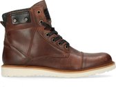 Manfield - Heren - Cognac leren veterboots - Maat 44