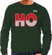 Foute Kersttrui / sweater - ho ho ho - groen voor heren - kerstkleding / kerst outfit S (48)