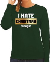 Foute Kersttrui / sweater - I hate Christmas songs - Haat aan kerstmuziek / kerstliedjes - groen voor dames - kerstkleding / kerst outfit 2XL (44)