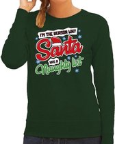 Foute Kersttrui / sweater - Im the reason why Santa has a naughty list - groen voor dames - kerstkleding / kerst outfit S (36)