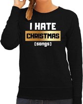 Foute Kersttrui / sweater - I hate Christmas songs - Haat aan kerstmuziek / kerstliedjes - zwart voor dames - kerstkleding / kerst outfit M (38)