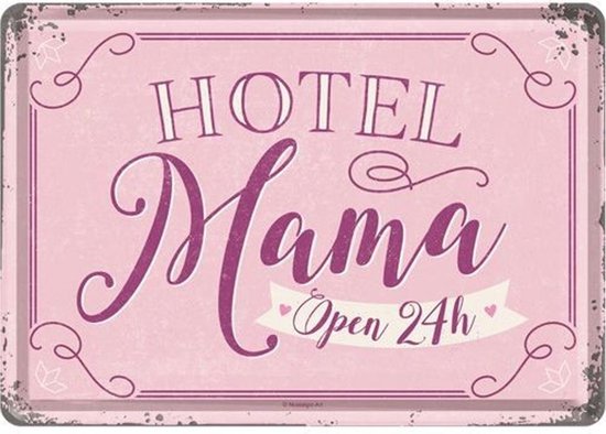 Hotel Mama Open 24h Metalen Postkaart