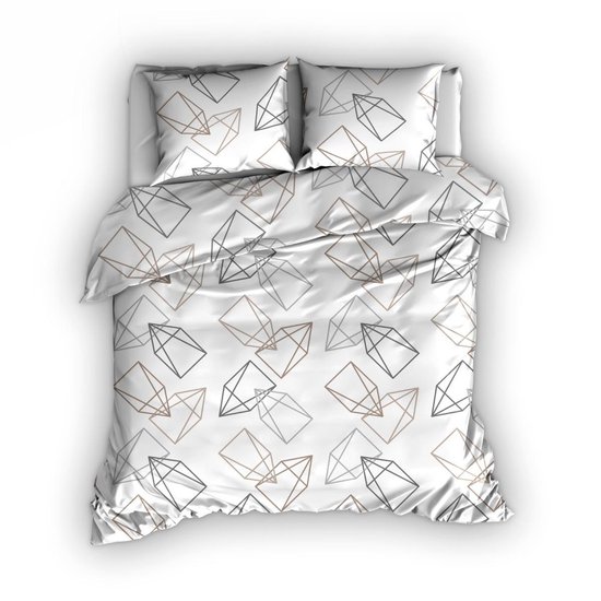 Satin Dekbedovertrek Rocket Wit/Beige 140x220