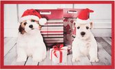 Deurmat kerst kersthonden Wasbaar 30°C - rood 45x75 cm