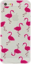 GadgetBay Transparant Roze flamingo TPU hoesje iPhone 5 5s SE case cover