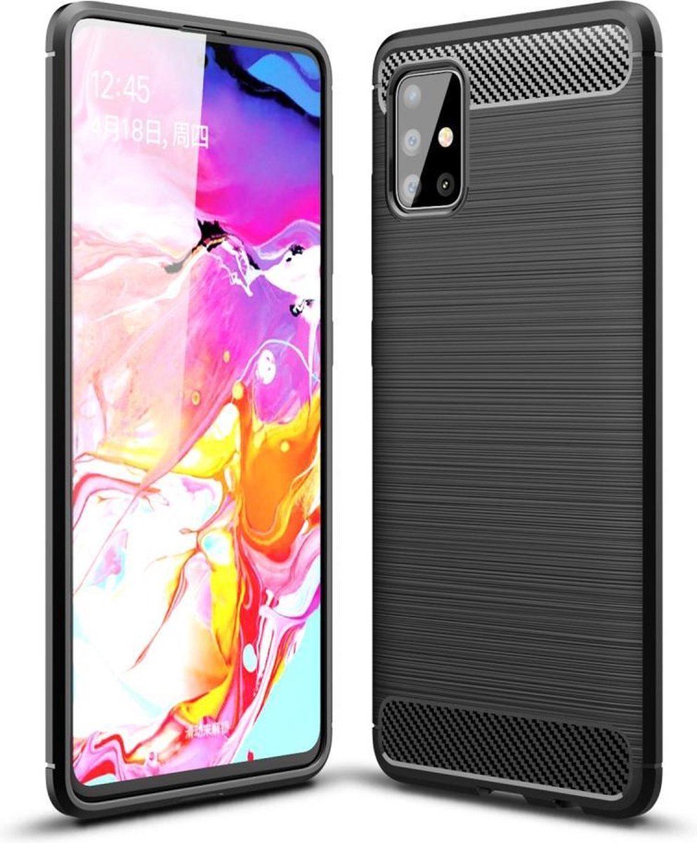 Armor Brushed TPU Back Cover - Geschikt voor Samsung Galaxy A51 Hoesje - Zwart