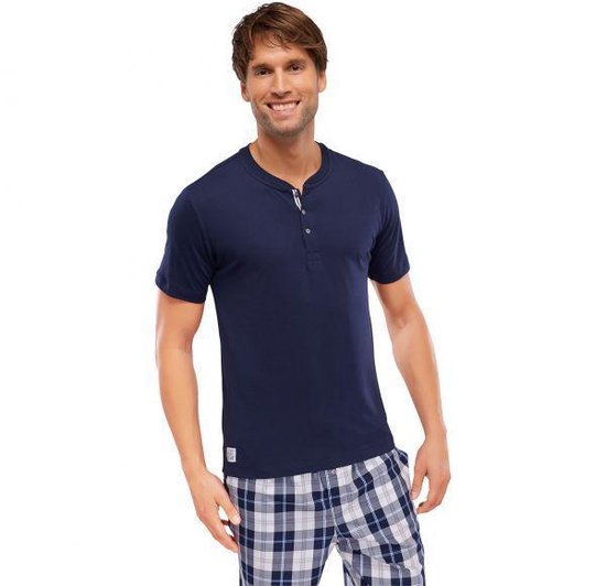 Schiesser Heren Pyjama T-Shirt korte mouw met knoopjes | bol.com