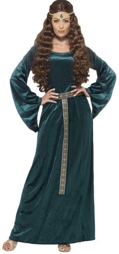 Medieval Maid Costume Green with Dress & Headband