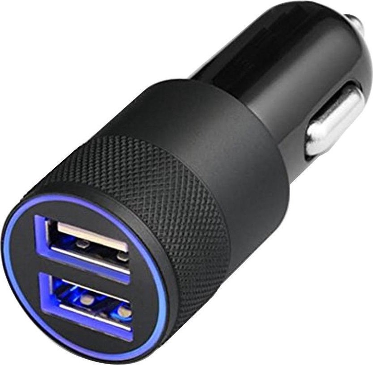 MMOBIEL Universele Autolader (ZWART) - 2 USB Poorten - 5V/1.0 + 2.1A - inclusief Blauwe LED - MMOBIEL