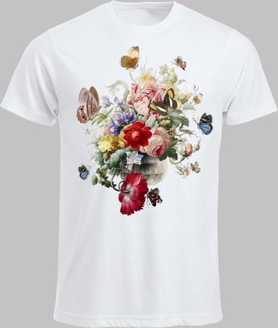 Voorwaarde Hangen Dusver Bloemen en vlinders - heren T-shirt - Kleur: wit - maat: XS | bol.com